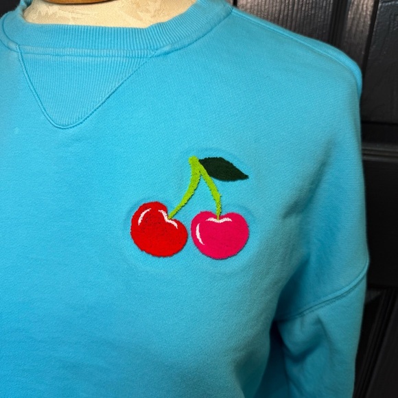Terez Cherry Crewneck Cotton Pullover Sweatshirt M - Picture 3 of 8